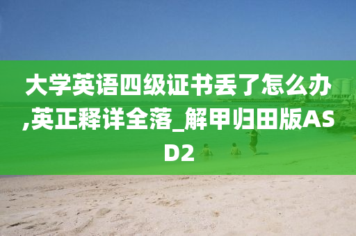 大学英语四级证书丢了怎么办,英正释详全落_解甲归田版ASD2