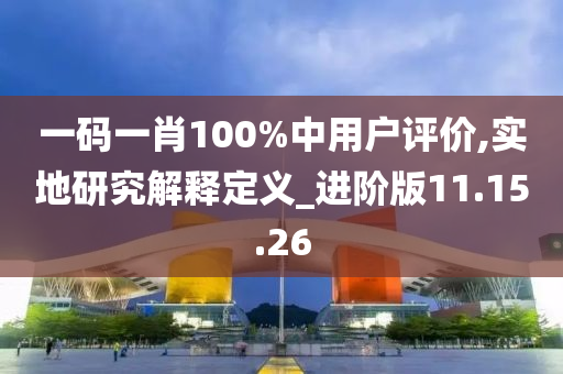 一码一肖100%中用户评价,实地研究解释定义_进阶版11.15.26