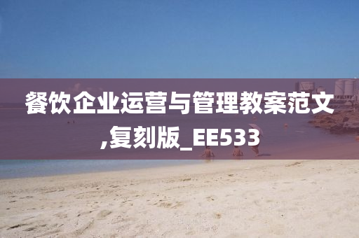 餐饮企业运营与管理教案范文,复刻版_EE533